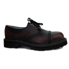 skórzane buty KMM 3 dziurkowe czarny/bordo