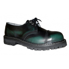 skórzane buty KMM 3 dziurkowe czarny/zielony