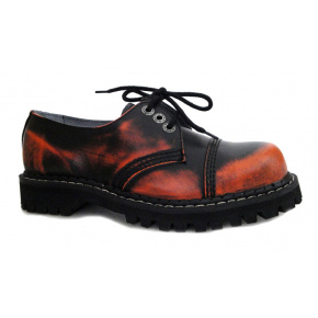 skórzane buty KMM 3 dziurkowe czarny/pomarańczowy