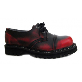 skórzane buty KMM 3 dziurkowe czarny/czerwony