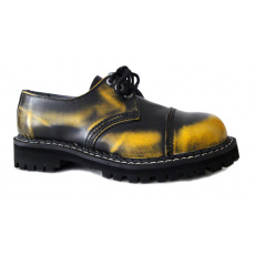 skórzane buty KMM 3 dziurkowe czarny/żółty