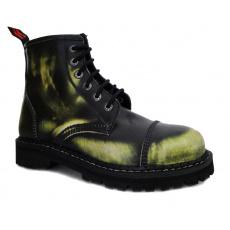 skórzane buty KMM 6 dziurkowe czarny/zielony/biały