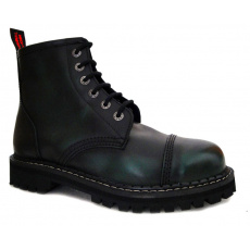 skórzane buty KMM 6 dziurkowe czarny/zielony
