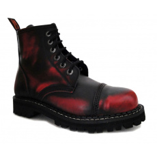 skórzane buty KMM 6 dziurkowe czarny/czerwony