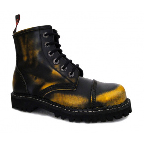 skórzane buty KMM 6 dziurkowe czarny/żółty