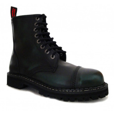 skórzane buty KMM 8 dziurkowe czarny/zielony