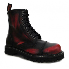 skórzane buty KMM 8 dziurkowe czarny/czerwony
