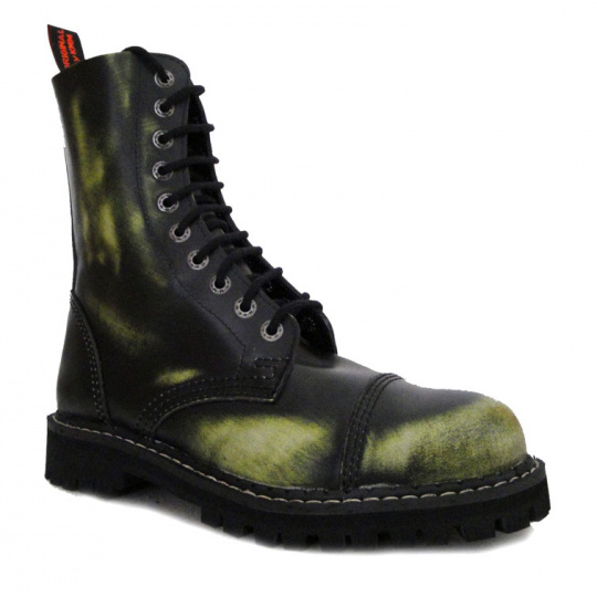 skórzane buty KMM 10 dziurkowe czarny/zielony/biały