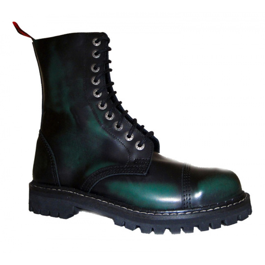 skórzane buty KMM 10 dziurkowe czarny/zielony