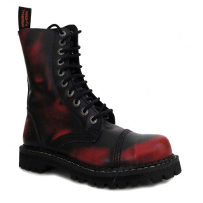 skórzane buty KMM 10 dziurkowe czarny/czerwony
