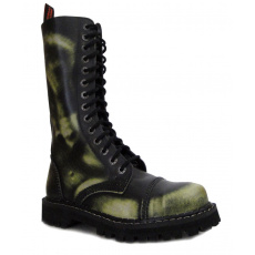 skórzane buty KMM 14 dziurkowe czarny/zielony/biały