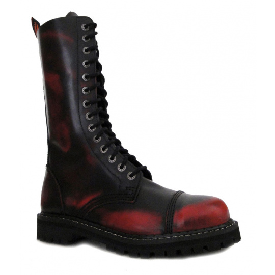 skórzane buty KMM 14 dziurkowe czarny/czerwony