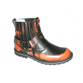 skórzane buty KMM moto niska czarny/pomarańczowy