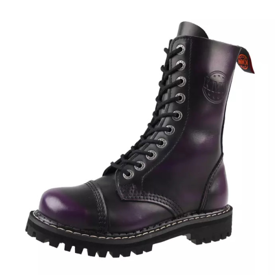 skórzane buty KMM 8 dziurkowe czarny/purpurowy
