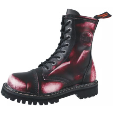 skórzane buty KMM 8 dziurkowe czarny/czerwony/biały