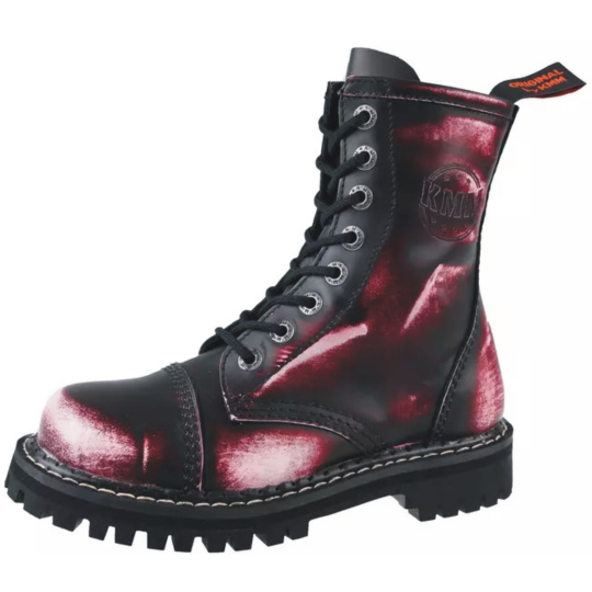skórzane buty KMM 8 dziurkowe czarny/czerwony/biały